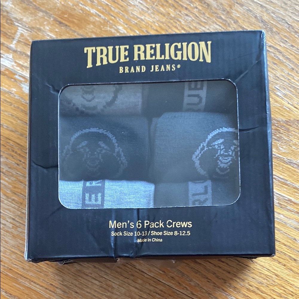 True Religion Men's Crew Socks 6-Pack - Black and Gray